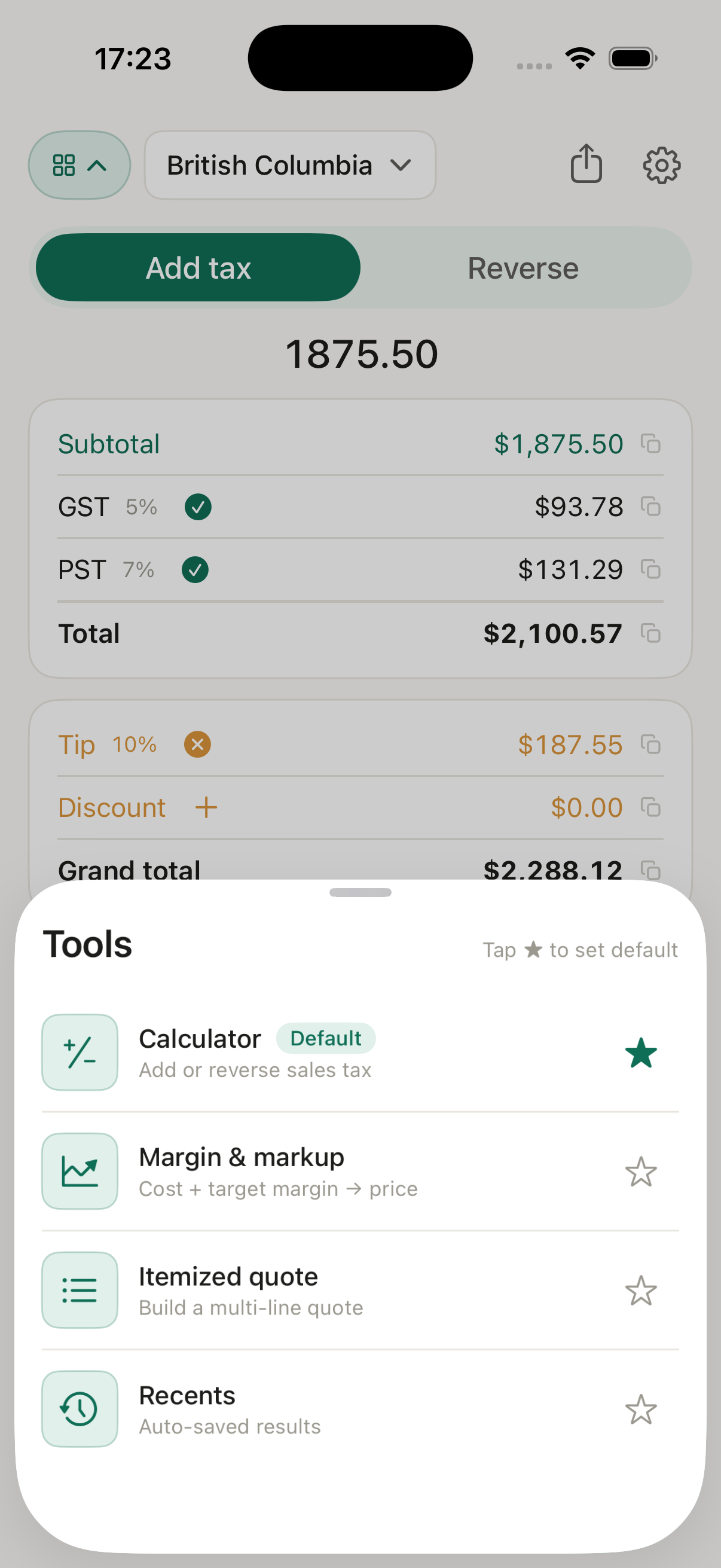 A French-language Québec tax breakdown showing TPS and TVQ